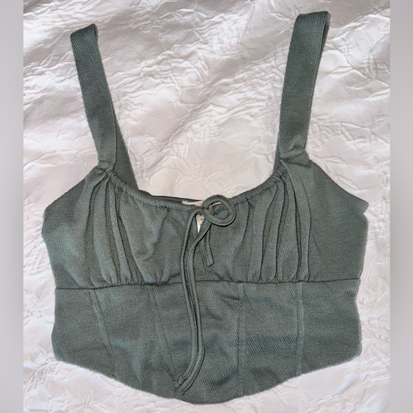 Tie Front Teal Bustier Cami Top - Picture 4 of 6